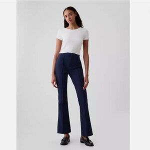 GAP High Rise Flare Pintuck Pleat Stretch Pants Navy Blue 10 PETITE RT$80 NWT